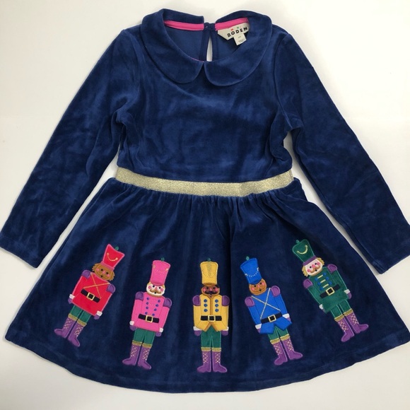 NWOT Mini Boden Velour Appliqué Dress - Picture 5 of 7